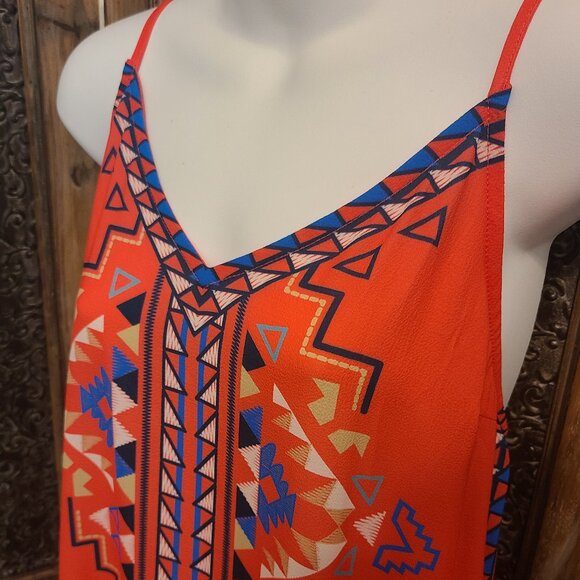 Flying Tomato Aztec Tribal Print Orange Slip Dress – Size L - Picture 2 of 7